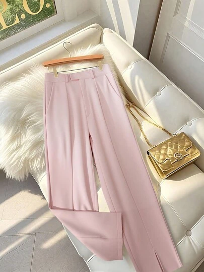 GlowEve 纯色开口袋优雅女式9/10长度西装裤