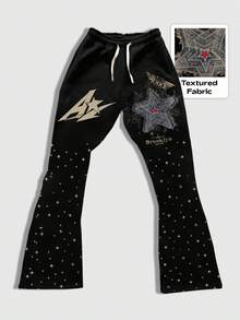 ROMWE MEN Street Life Teen Boy Elastic Waist Drawstring Slightly Flared Casual Versatile Fashion Design Sweatpants Fall Winter