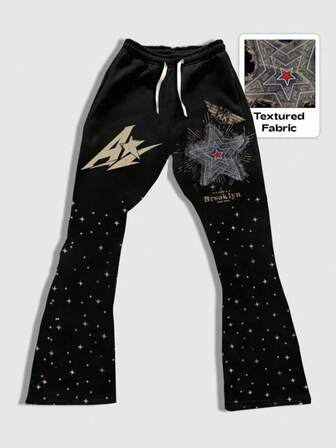 Street Life Pantalón de chándal con cintura elástica y cordón, ligeramente acampanado, de diseño de moda versátil y casual para adolescentes