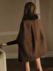 MOTF PREMIUM 羊毛毛绒领大衣 - 咖啡棕 - 查看 7
