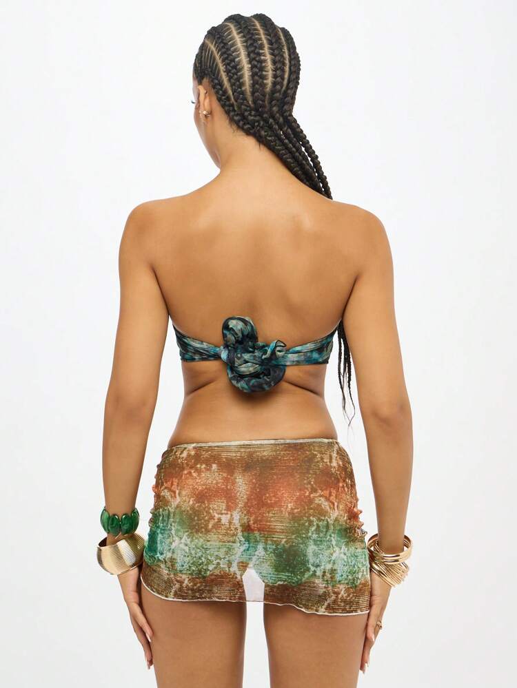 SUMWON WOMEN Abstract Print Mini Wrap Skirt With Stone Embellishments