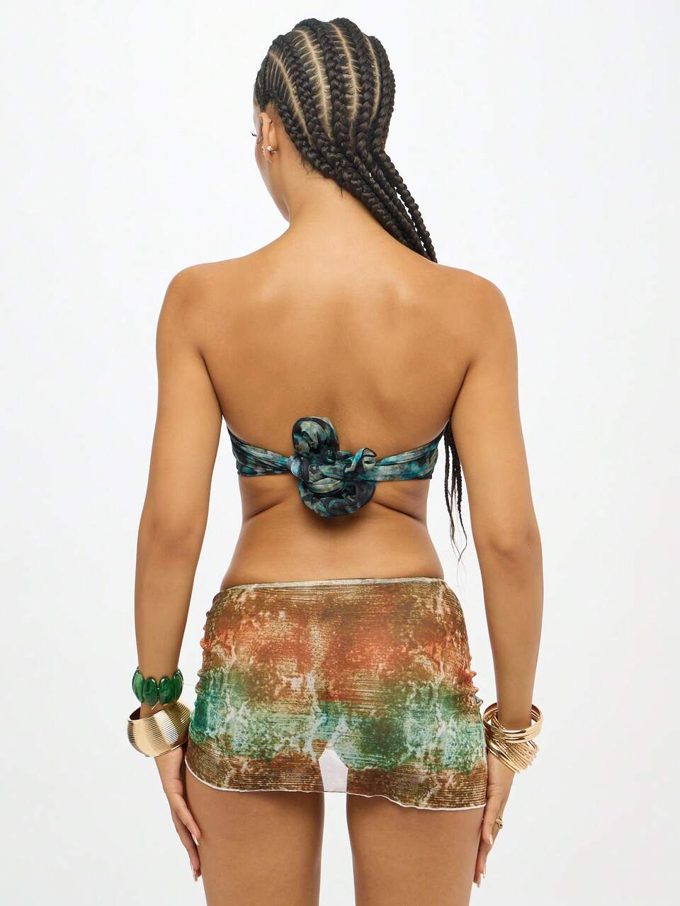 SUMWON Boho Beach Festival Snake Print Mini Skirt Sarong Style Stone Embellished Wrap Around Summer Party Dancewear Beachwear