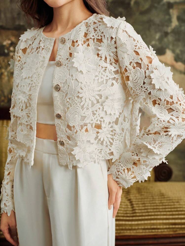 女性用 秋 3Dフラワー ハイエンド ジャケット