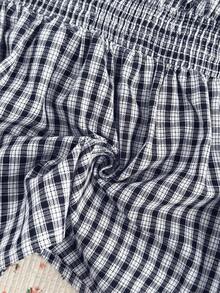 CovetEZ Navy Blue & White Plaid Woven Blouse For Women - Navy Blue - View 3