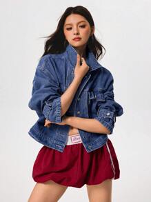 Rivivi Women's Fashion Casual Button-Up Long Sleeve Denim Jacket - Blue - View 1