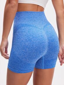 Easify SHEIN Sport Pantalones cortos deportivos con cintura ancha, shorts azul para mujer, shorts para sudadera, shorts de gimnasio, shorts de ciclista