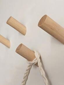 2 件/4 件实木衣帽钩，山毛榉木斜钩，壁钩，创意客厅、卧室、门后、木质玄关衣架、钥匙钩 - 杏色 - 查看 2