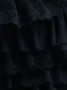 MUSERA Lace Trim Frilly Ruffled Mesh Micro Shorts Cute Sexy Festival Club Going Out  Night Out     Party Valentines Day Pants Spring - Black - View 6