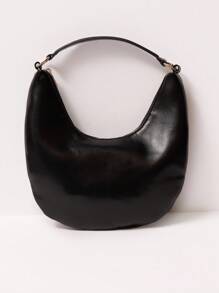 MUSERA Túi đeo vai bằng da giả màu đen có quai xách bằng kim loại - màu đen - Xem 2