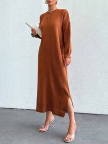 EURMUSE Robe En Tricot Pour Femmes - Tabac - Voir 6