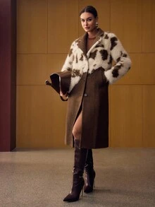 MOTF PREMIUM COLORBLOCK BUTTON UP FAUX FUR COAT - Multicolor - View 5
