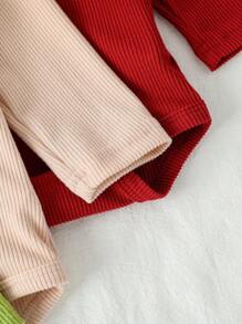 3件套婴儿男女通用休闲简约多色开襟长袖连体衣，适合春秋季日常穿着、外出，男女宝宝连体衣，新生儿服装，婴儿连体衣，新生儿男女通用服装，婴儿套装，中性尺码1-3-6-9-12-24-1T-2T，秋冬季 - 彩色 - 查看 4