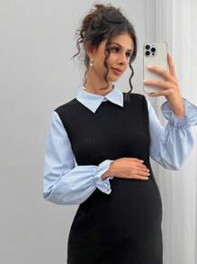 Momance Casual Long Sleeve Fitted Maternity Dress, Suitable For Everyday Wear