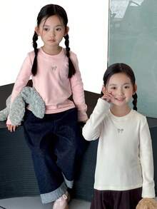 DAZY Young Girls Crew Neck Knit Fleece T-Shirt, Fall,Winter - Multicolor - View 13