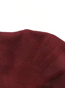 EMERY ROSE Camiseta casual holgada de mujer de unicolor, de manga larga, con caída en los hombros, botones y abertura media - Rojo - Ver 7