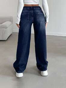 EURMUSE LOW RISE STRAIGHT CYT WOMEN BLUE JEAN - Dark Wash - View 2