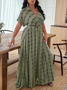 EMERY ROSE Plus Size Geometric Print Dress, Random Print - Multicolor - View 1