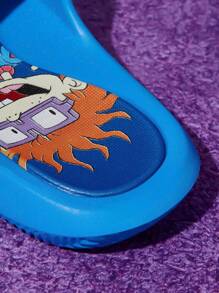 Nick 90s | SHEIN 可爱卡通恐龙和卡通人物图案儿童一脚蹬拖鞋，适合幼儿和儿童，防滑速干淋浴滑梯，轻便耐用的 EVA 材质，适合室内、浴室、游乐场、游泳池、海滩室内室外 - 藍色 - 查看 9