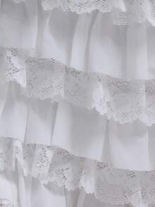 MUSERA 蕾丝边饰荷叶边网纱超短裤，可爱性感，适合节日、夜店、派对、情人节等场合，春季百搭。 - 白色 - 查看 6