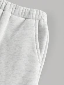 Girlism 2 件套青少年女孩灰色基本款半拉链连帽衫和抽绳运动裤、休闲运动服、家居服 - 淺灰色 - 查看 6