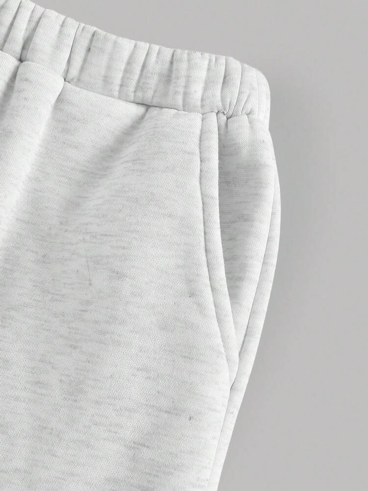 Girlism 2 件套青少年女孩灰色基本款半拉链连帽衫和抽绳运动裤、休闲运动服、家居服 - 淺灰色 - 查看 6