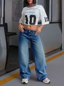 EURMUSE LOW WAIST DOUBLE POCKET BLUE JEANS WOMAN - Dark Wash - View 3
