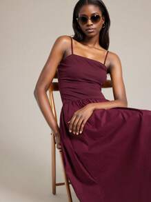 Ontre 2025 新款都市简约风无袖连衣裙，拼布面料，A 字廓形，针织材质，女士休闲连衣裙，适合秋季、返校、商务休闲、通勤装