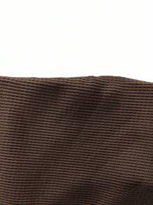 EMERY ROSE Women's Solid Color Drop Shoulder Long Sleeve Button Half Placket Loose Casual T-Shirt