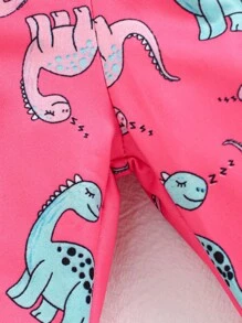2pcs Baby Girls Cute Cartoon Dinosaur Print Round Neck Long Sleeve T-Shirt And Elastic Waist Pants Casual Outfit, Suitable For Spring/Autumn And Winter Layering, 6M-3T, Baby Girl Outfit, Baby Girl Set Baby Girl Pink Outfit,Baby Girl Pink Long Sleeve T-Shirt And Pants Co-Ord For Everyday Casual Wear,Baby Girl Clothes, Baby Girl Leggings, Baby Girl Pink Dinosaur Set - Multicolor - View 5