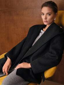 MOTF PREMIUM ÁO KHOÁC CÓ MŨ CÓ THẮT LƯNG LEN - Màu xám đen - Xem 7