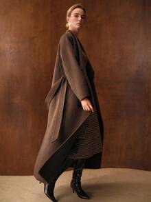 MOTF PREMIUM WOOL DOUBLE BREASTED OVERCOAT, FALL WINTER - Mocha Brown - View 5