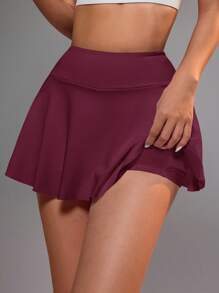 CourtClass Women's Skirt With Pockets, Suitable For Badminton, Tennis, Yoga, Fitness, Running, Marathon Sports - Burgundy - View 7