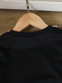 2件套女童套头抽绳长袖蝴蝶结卫衣和阔腿裤套装，春秋季女童运动套装，女童运动服套装，女童运动套装，女童慢跑套装，秋冬季 - 黑色 - 查看 5