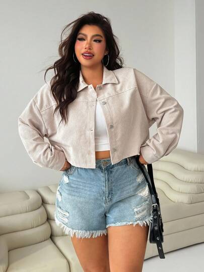 SHEIN EZwear Plus Drop Shoulder Solid Jacket Winter Fall Autumn