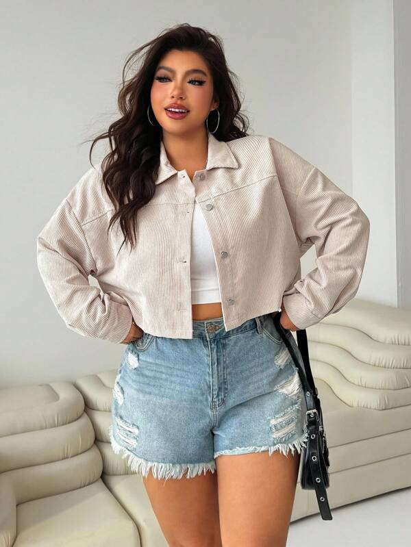 SHEIN EZwear Plus Drop Shoulder Solid Jacket Winter Fall Autumn