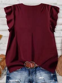 EMERY ROSE Koszula damska w dużym rozmiarze, na co dzień, na wakacje, z dekoltem w serek, z krótkim rękawem, w stylu wakacyjnym, w jednolitym kolorze, luźna, letnia odzież damska, odzież wakacyjna damska, letnia odzież damska, bluzki damskie na wyjścia, urocze letnie bluzki, letnia odzież damska