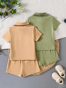 2-5 件套新款婴儿 Polo 衫短袖套装，时尚婴幼儿夏季服装套装 - 彩色 - 查看 2