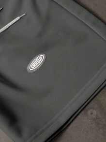 Manfinity EMRG Men's Letter Graphic Drawstring Waist Pocket Casual Shorts - Dark Grey - View 4