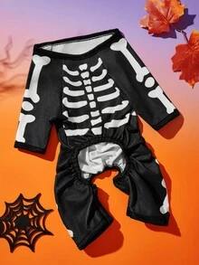 1pc Pet Cat Dog Universal Halloween Skull Cosplay Knitted Elastic Comfortable Dog Jumpsuit Pajamas, PETSIN Original Design - Multicolor - View 7
