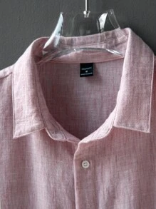 Manfinity CasualCool 白色仿亚麻领短袖衬衫亚麻男士衬衫男士衬衫纽扣玫瑰衬衫男士粉色亚麻衬衫男士杏色衬衫