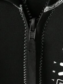 Manfinity KASUA 男士专业潜水服字母印花立领插肩袖连体裤男式泳衣潜水服冲浪服沙滩潜水防护泳衣健身游泳 - 黑色 - 查看 8