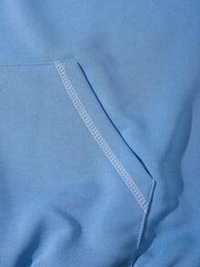 ROMWE MEN Street Life Men's Applique Graphic Hoodie Set , Fall Clothes - Blue - View 3