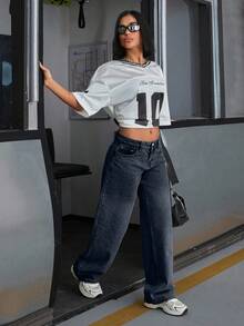 EURMUSE LOW WAIST DOUBLE POCKET BLUE JEANS WOMAN - Black - View 4