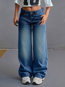 EURMUSE LOW WAIST DOUBLE POCKET BLUE JEANS WOMAN - Dark Wash - View 6
