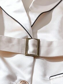GlowEve CURVE Plus Size Metal Waist Belt Suit - Apricot - View 3