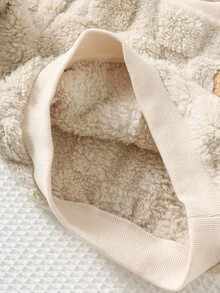 Cozy Pixies 2件套男婴棋盘格图案羊毛圆领运动衫和松紧腰裤套装 - 卡其色 - 查看 6