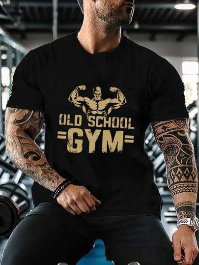 Manfinity Sport Corelite 男士字母印花圆领短袖运动T恤