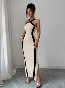 Rafferiza Women's Stylish Elegant Color Blocking Bodycon Dress - Multicolor - View 7