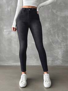 EURMUSE 97%纯棉修身高腰牛仔裤