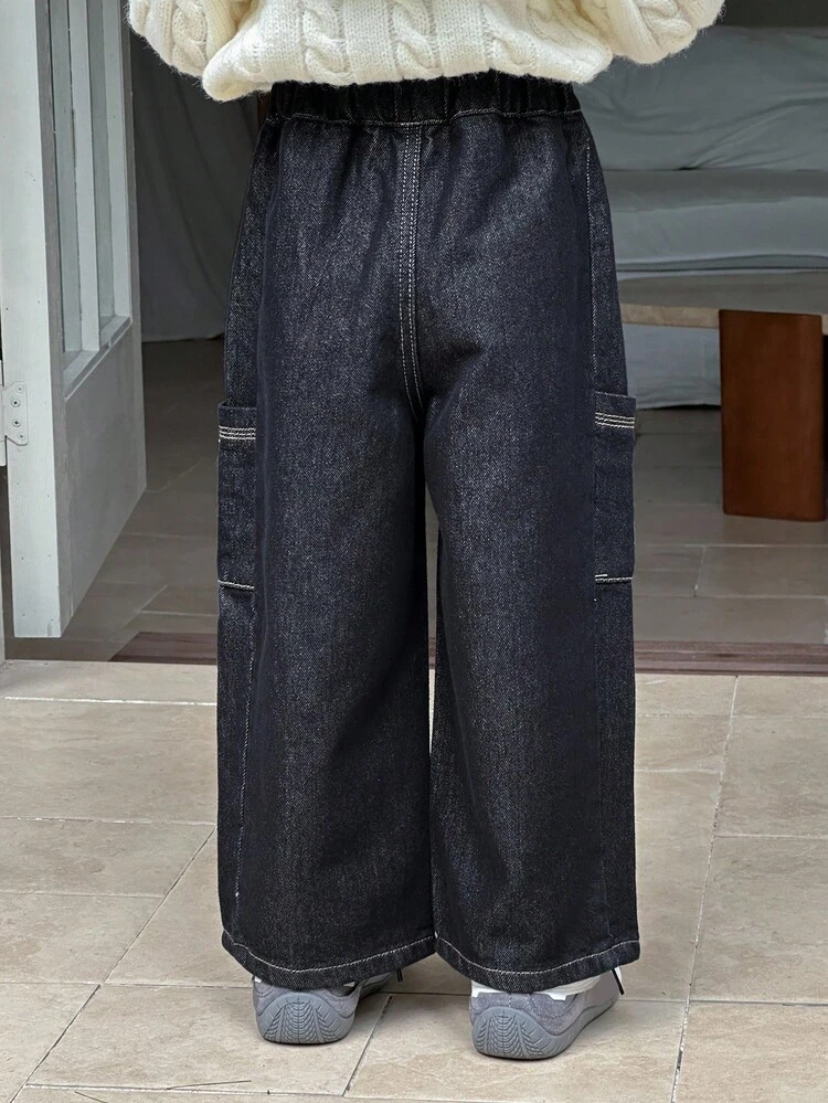 Young Girls Casual Loose Wide-Leg Versatile Jeans Baggy Jeans